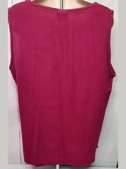 Top- Pleated Tank-Fushia-Women's-S-1265