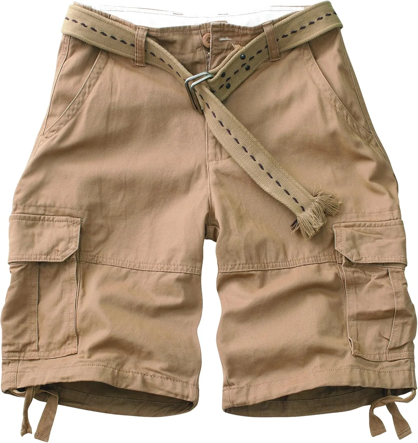 TRGPSG Men's Camo Multi-Pocket Relaxed Fit Casual Shorts,Outdoor Camouflage Twill Cargo Shorts 11" Inseam(No Belt)