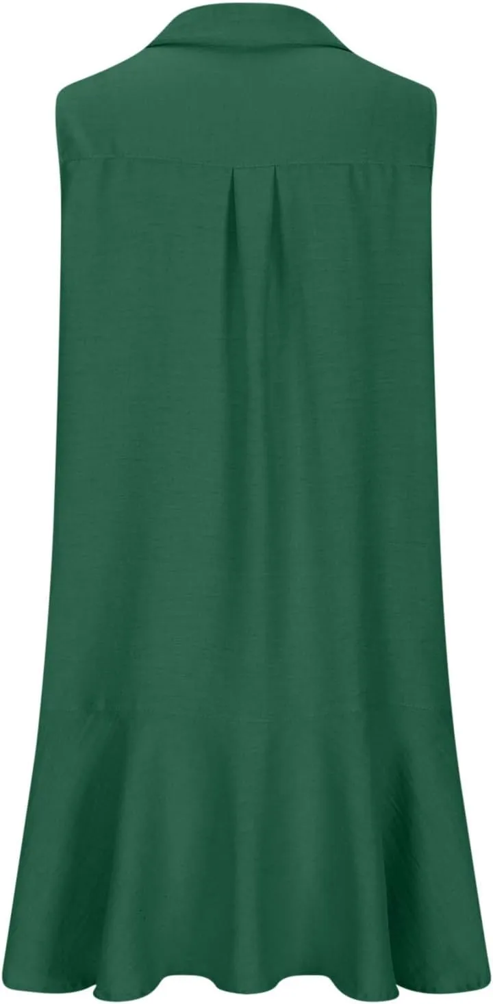 Tshirt Dress Women Summer 2024 Button Down Ruched Ruffle Loose Fit Dresses Short Sleeve Lapel Mini Casual Dresses