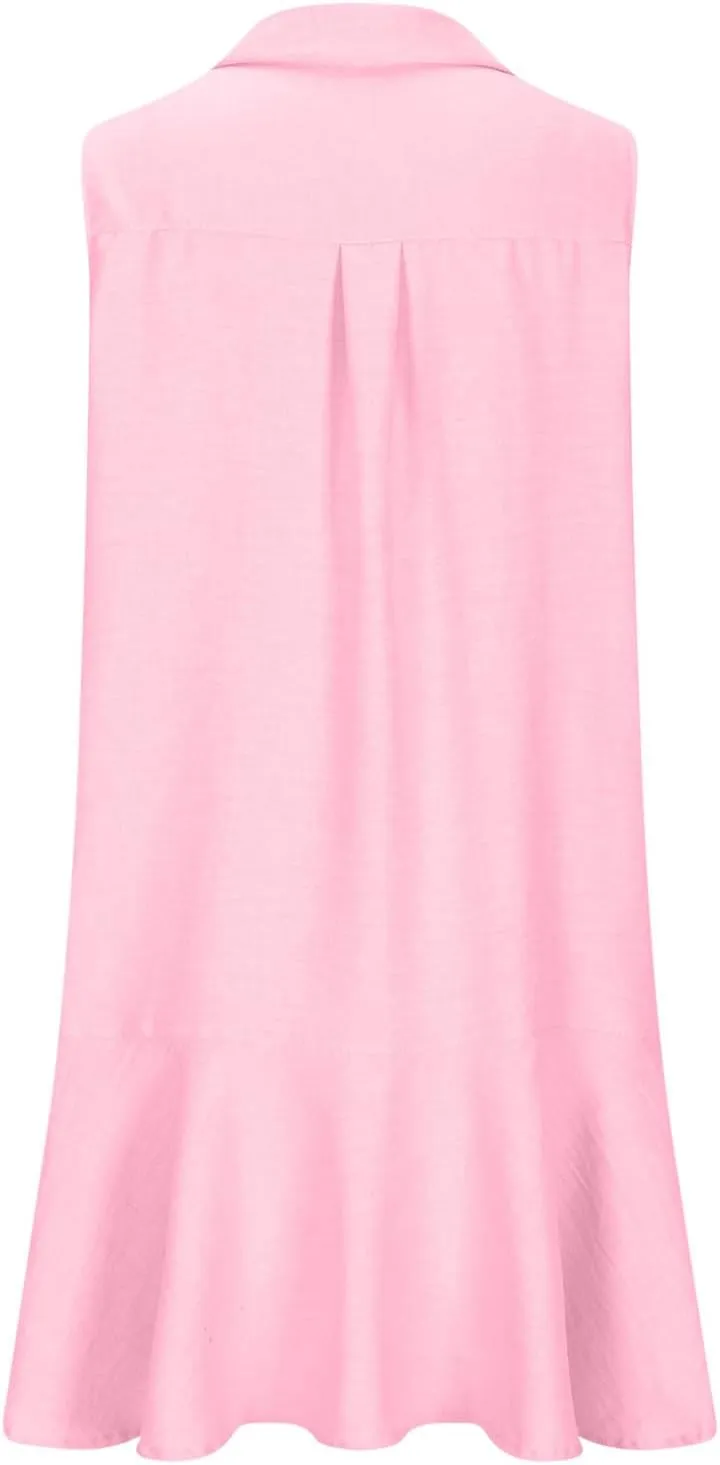 Tshirt Dress Women Summer 2024 Button Down Ruched Ruffle Loose Fit Dresses Short Sleeve Lapel Mini Casual Dresses