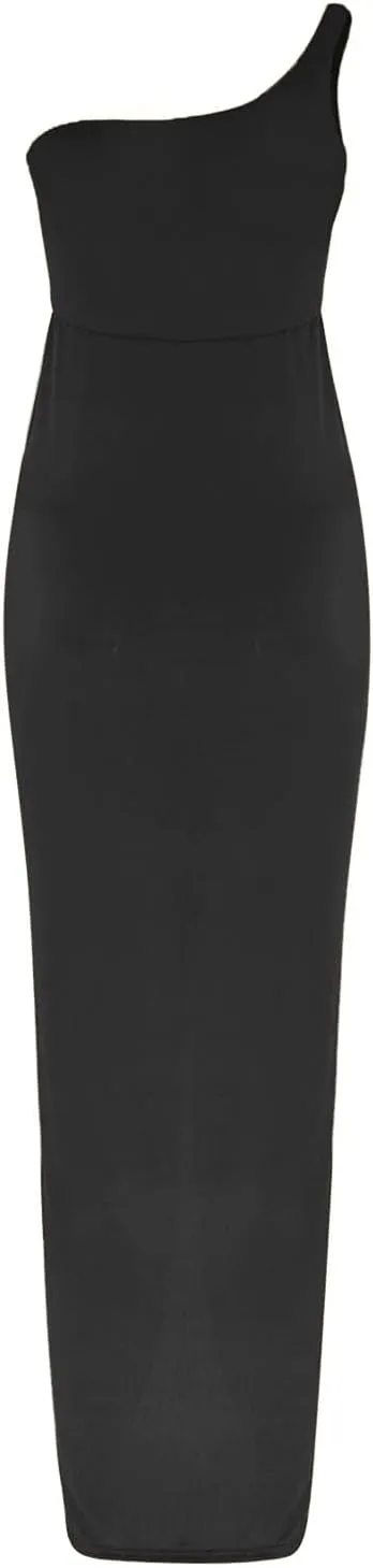 Tube Top Bodycon Long Dress for Women Sexy Elegant Tummy Control Ruched Solid Split Maxi Dress Party Evening Gowns