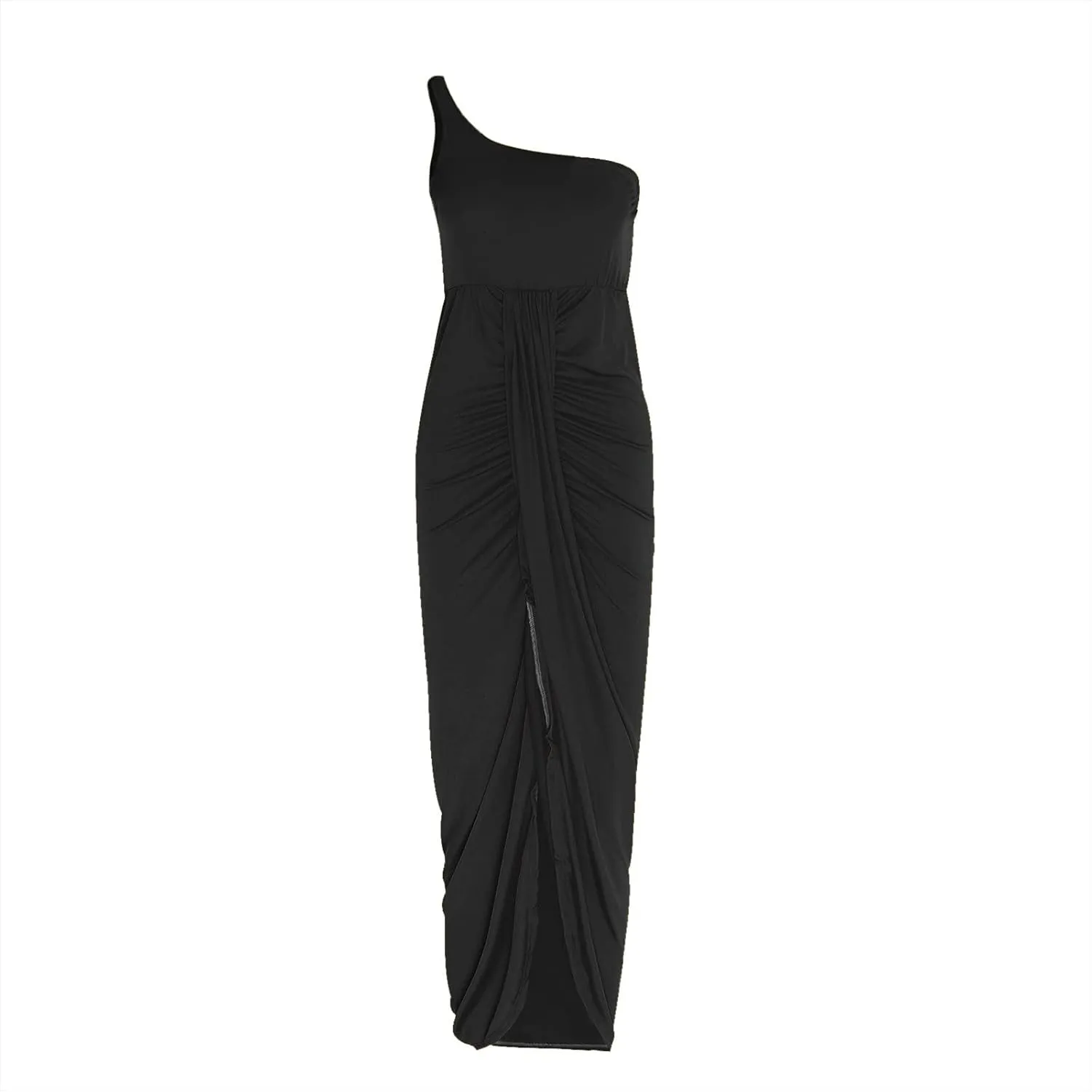 Tube Top Bodycon Long Dress for Women Sexy Elegant Tummy Control Ruched Solid Split Maxi Dress Party Evening Gowns