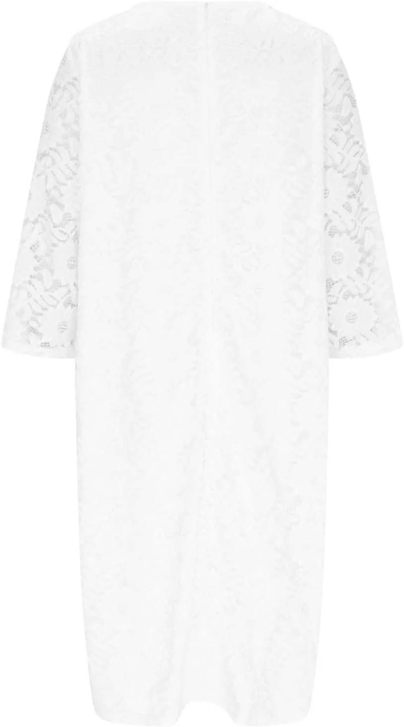TUNUSKAT Womens Plus Size Lace Dresses for Wedding Guest 3/4 Sleeve Midi Homecoming Dress Elegant Mother of Bride Dress