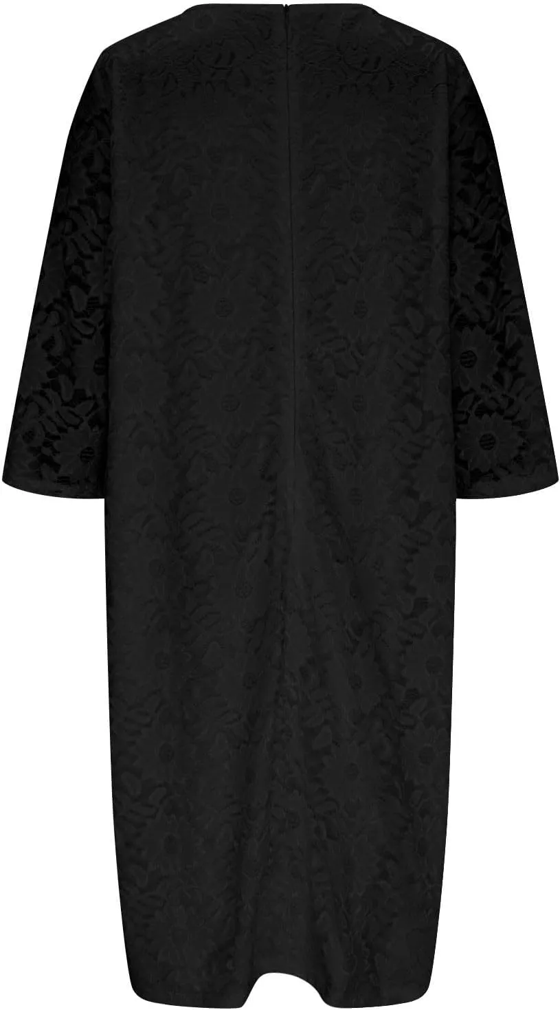 TUNUSKAT Womens Plus Size Lace Dresses for Wedding Guest 3/4 Sleeve Midi Homecoming Dress Elegant Mother of Bride Dress