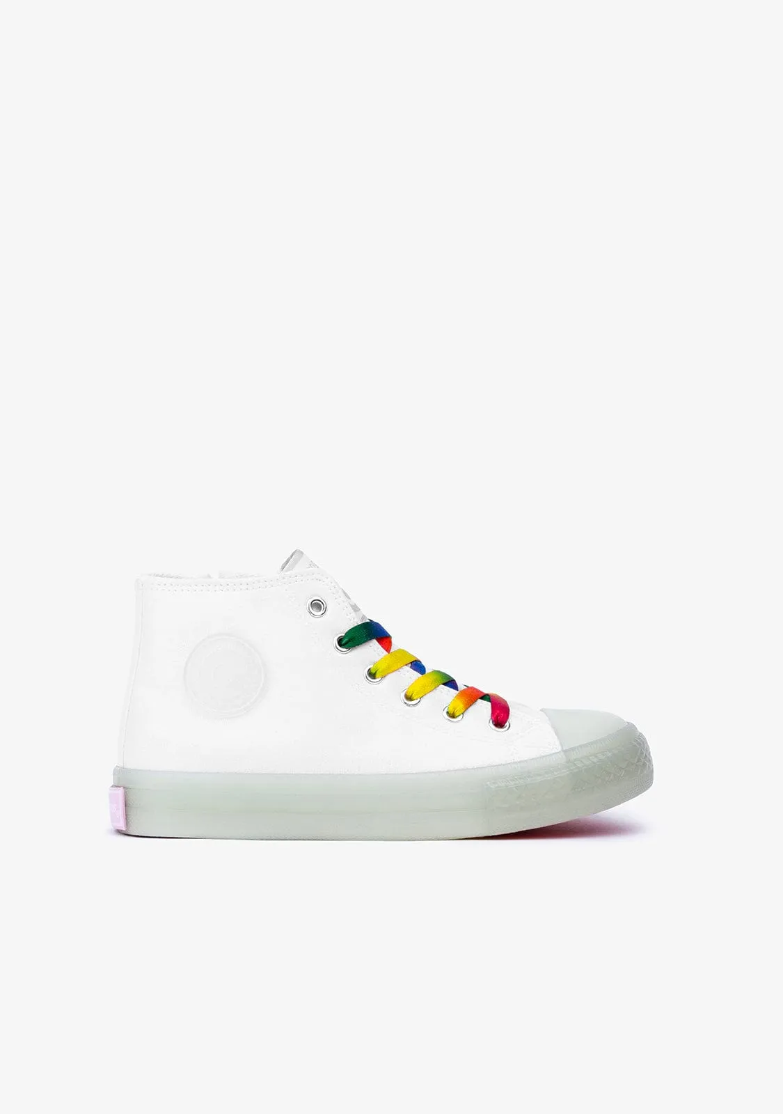 Unisex White Cord With Lights Hi-Top Sneakers Canvas