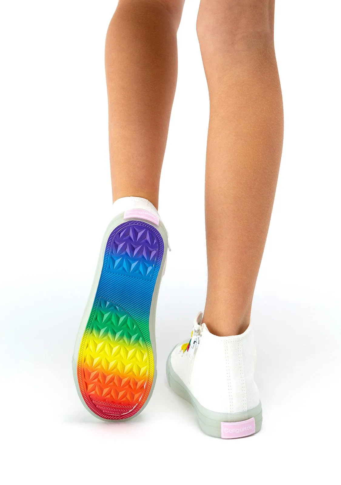 Unisex White Cord With Lights Hi-Top Sneakers Canvas