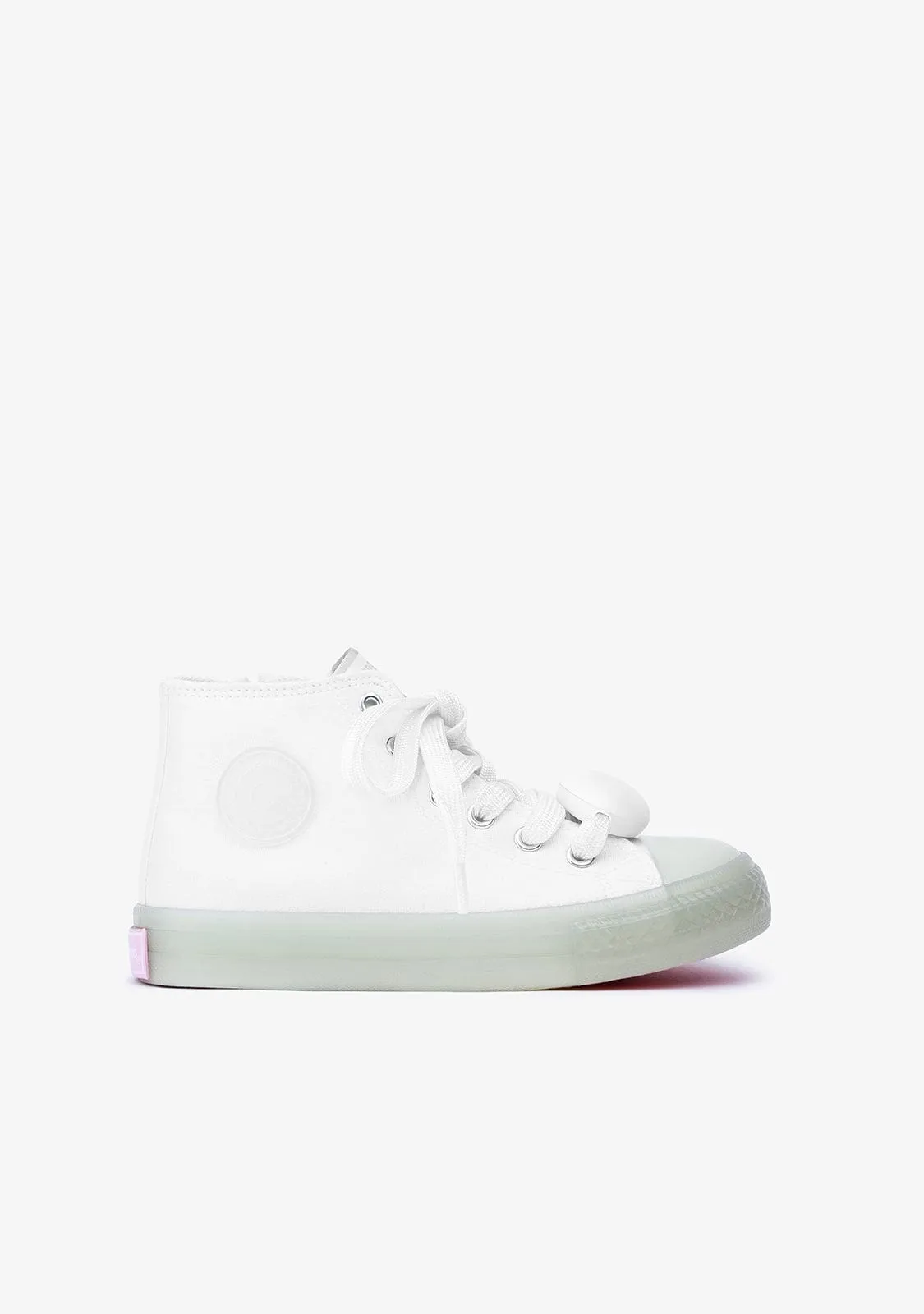 Unisex White Cord With Lights Hi-Top Sneakers Canvas