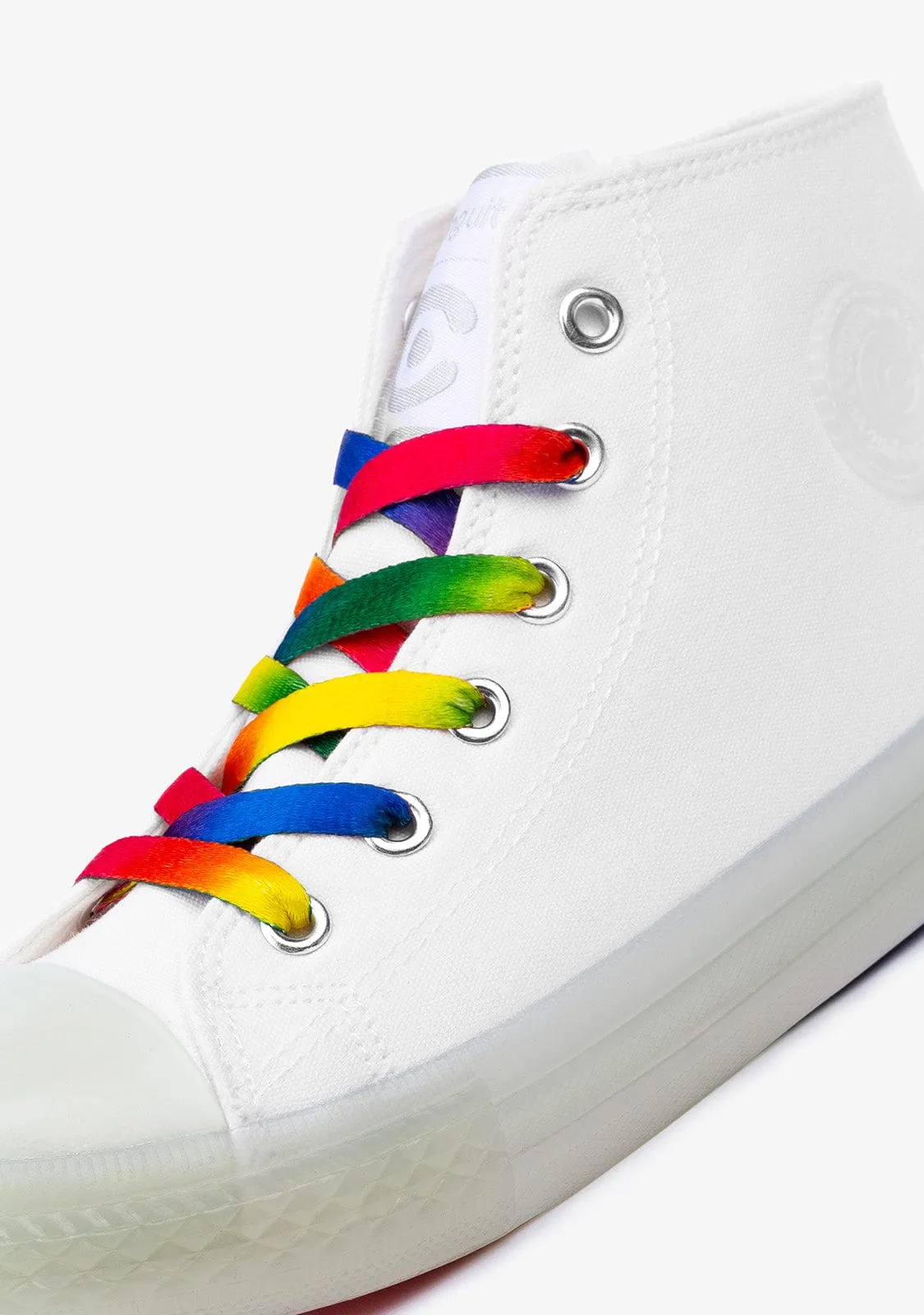 Unisex White Cord With Lights Hi-Top Sneakers Canvas