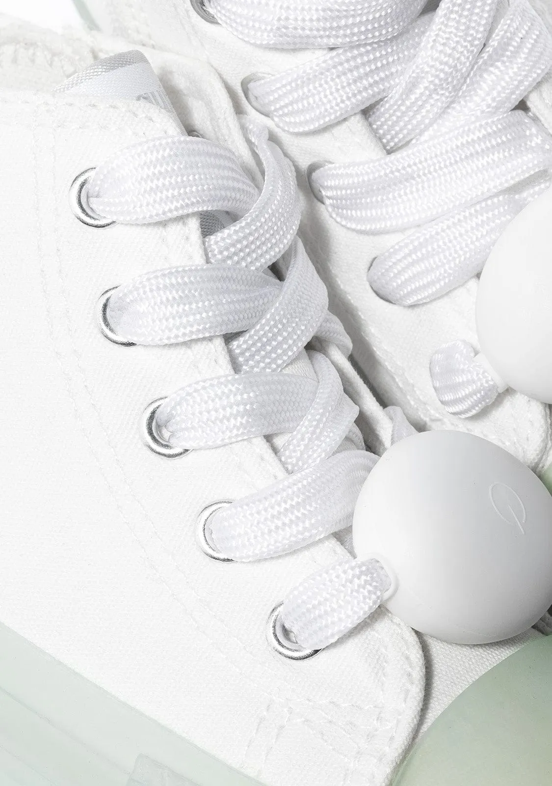 Unisex White Cord With Lights Hi-Top Sneakers Canvas