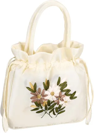 VALICLUD Evening Bag Drawstring Purse Elegant Wedding Handbag with Floral Design