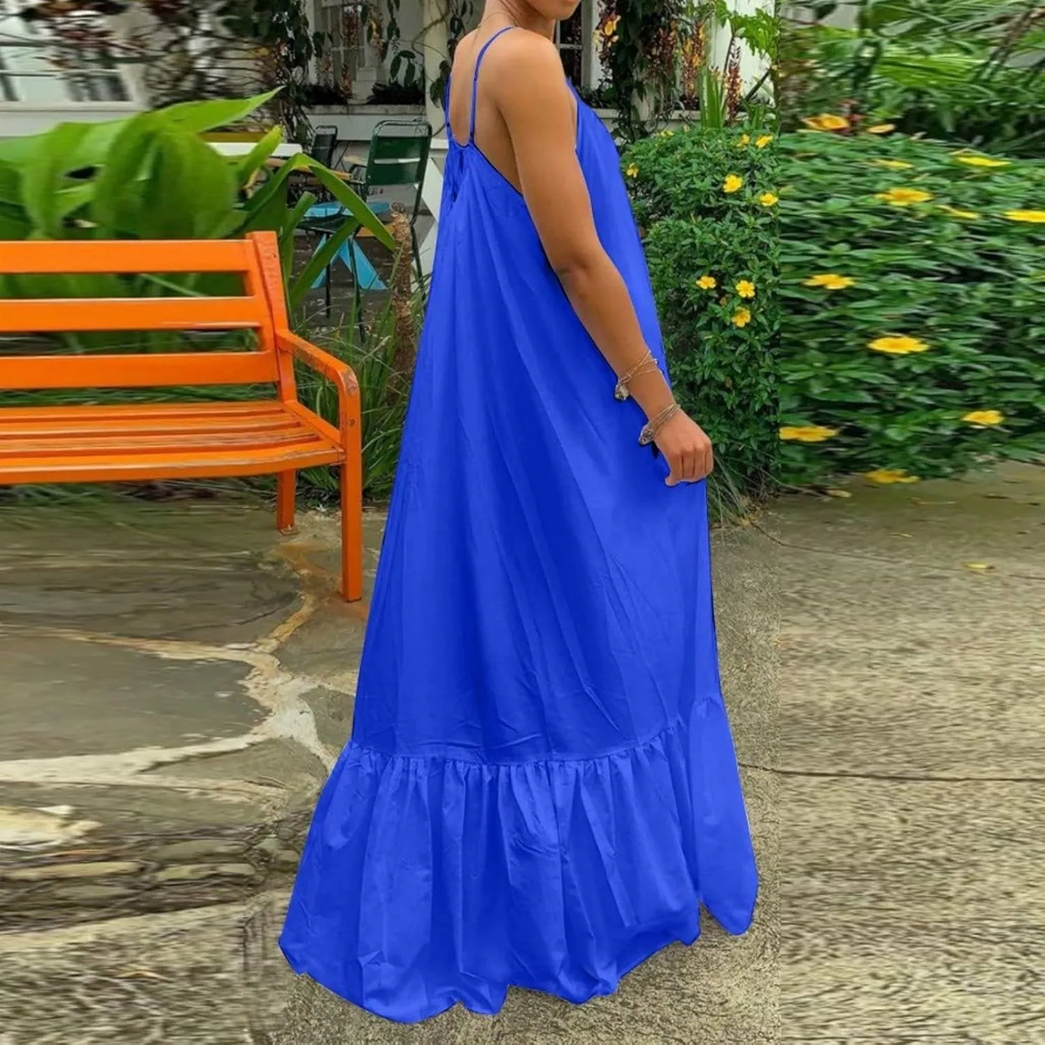 Wedding Guest Dress for Women Sexy Spaghetti Strap Backless Maxi Dress Summer Flowy Swing Dresses Fashion 2025