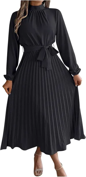 Wedding Guest Dresses for Women Women's Long Sleeve Maxi Dress Flowy Casual Fall A-Line Long Cocktail Tshirt Dress