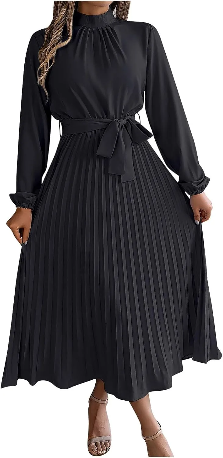 Wedding Guest Dresses for Women Women's Long Sleeve Maxi Dress Flowy Casual Fall A-Line Long Cocktail Tshirt Dress