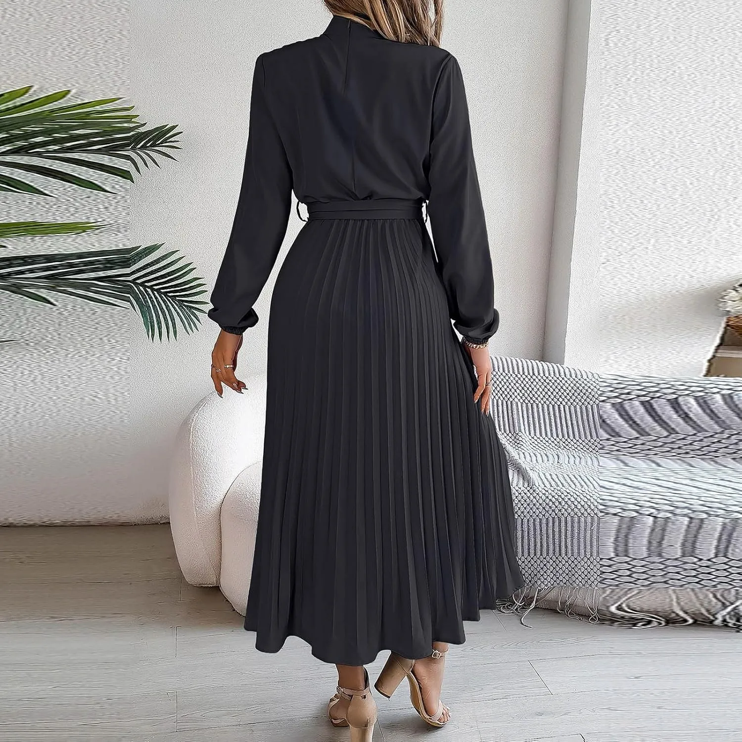Wedding Guest Dresses for Women Women's Long Sleeve Maxi Dress Flowy Casual Fall A-Line Long Cocktail Tshirt Dress