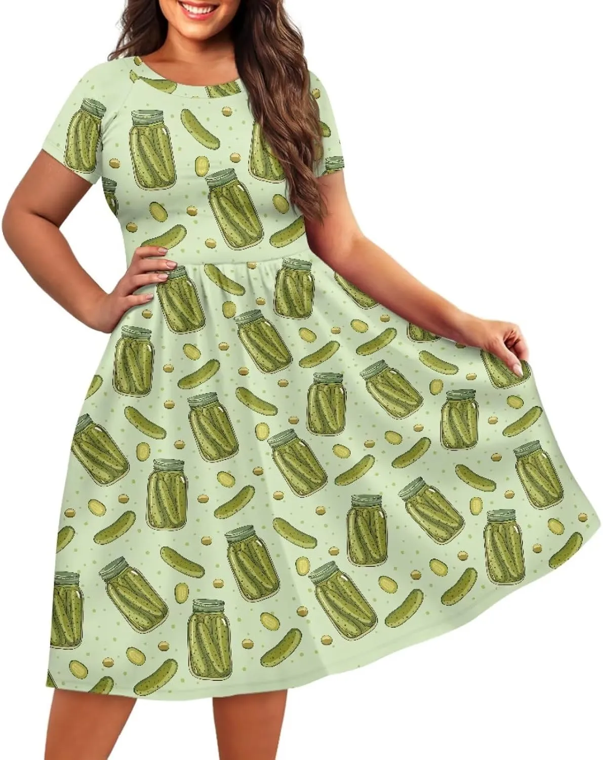 Women 2024 Casual Summer Dresses Spring Short Sleeve Casual Loose Swing Beach Sundress