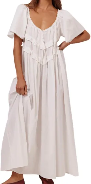 Women Babydoll Sleeve Floral Maxi Dress Puff Sleeve Sweetheart Boho Long Dresses Bohemian Flowy Ruffle Dress