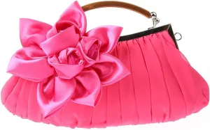 Women Elegant Silk Flower Decor Purse Bride Clutch for Wedding Cocktail Ball