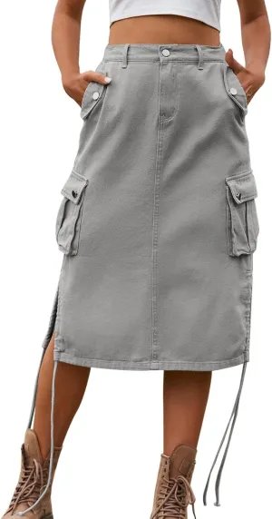 Women Elegant Skirt Cargo Midi Elegant Pencil Skirt Beach Maxi Sexy Skirts Elastic Waisted Pencil Skirt for Women