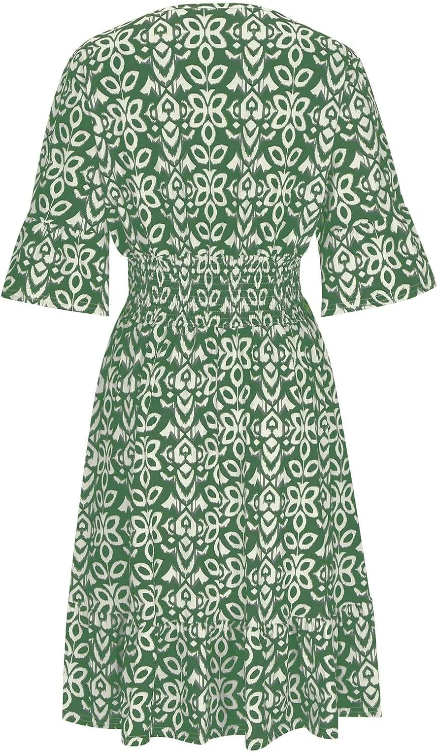 Women Floral Dresses 2024 Boho Casual Summer Dresses Flowy Vneck 3/4 Sleeve Dress Bohemian Beach Vacation Cute Clothes