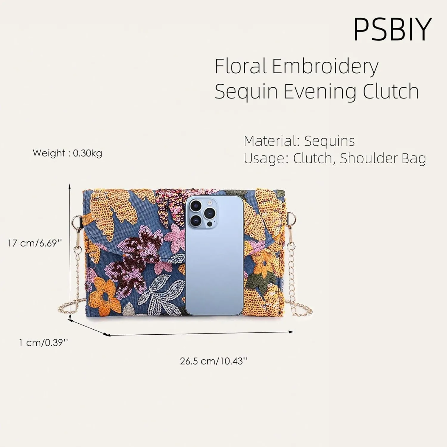 Women Floral Embroidery Sequin Evening Clutch Elegant Shoulder Bag for Party Summer Holiday