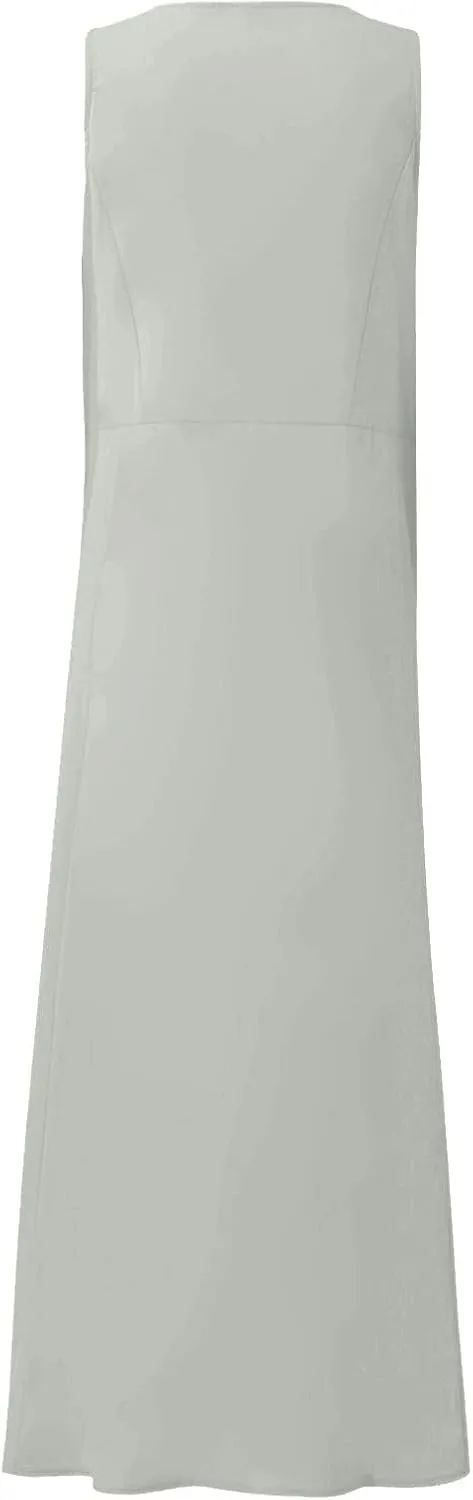 Women Maxi Dress Cotton Linen Loose Fit Dresses Summer Beach Dress Sleeveless Hawaiian Long Formal with Pockects
