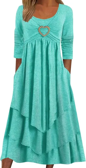 Women Summer Short Sleeve Midi Dress with Pockets Casual Aline Flowy Tshirt Dress Floral Vocation Beach Sundress