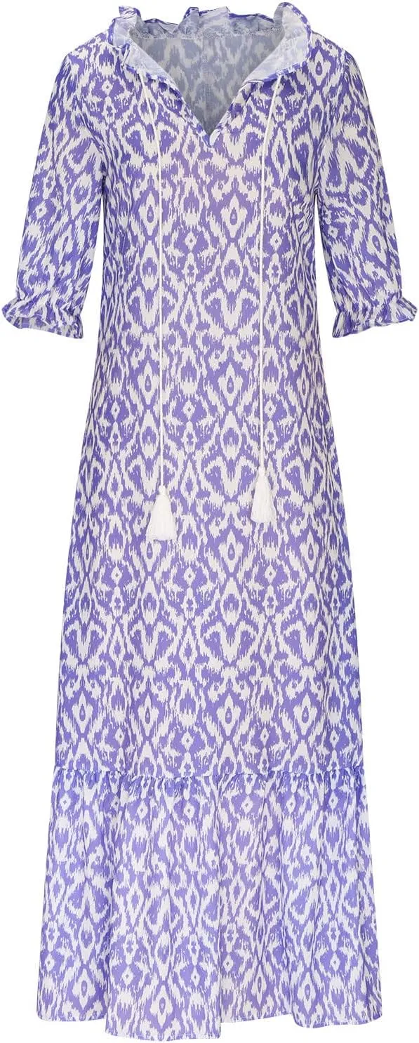 Women V Neck Dresses for Women Short 1/2 Sleeve Floral Graphic Loose Fit Maxi Long Summer Fall 2025 Trendy