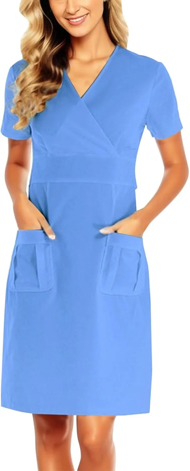 Women's 2025 Summer Sleeveless Dress Scoop Neck Pleated Swing Casual Midi Dresses Loose Beach Sundress with Pockets