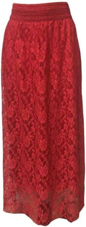 Women's A-Line Elegant High Waisted Lace Maxi Long Lace Skirt