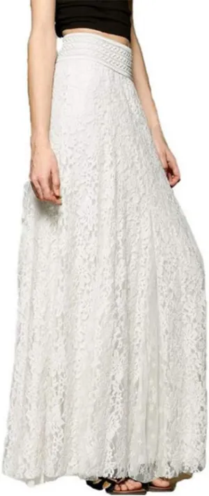 Women's A-Line Elegant High Waisted Lace Maxi Long Lace Skirt