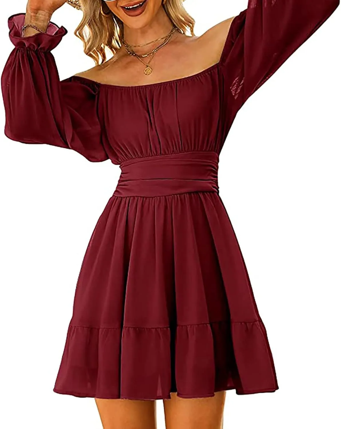 Women's Bohemian Floral Printed Short Sleeve Summer Dress Wrap V Neck Beach Flowy Irregular Hem Slit Midi Dresses