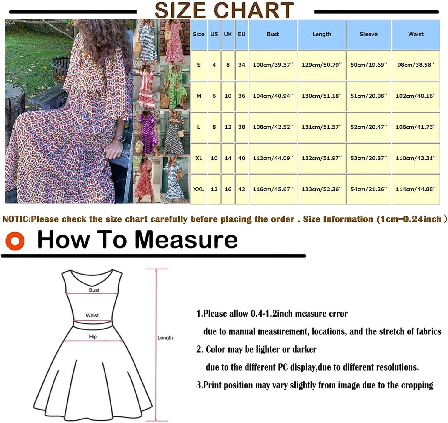 Womens Boho Maxi Dresses Summer Floral 3/4 Puff Sleeve Flowy Swing Tiered Long Beach Sundresses Vacation Outfits