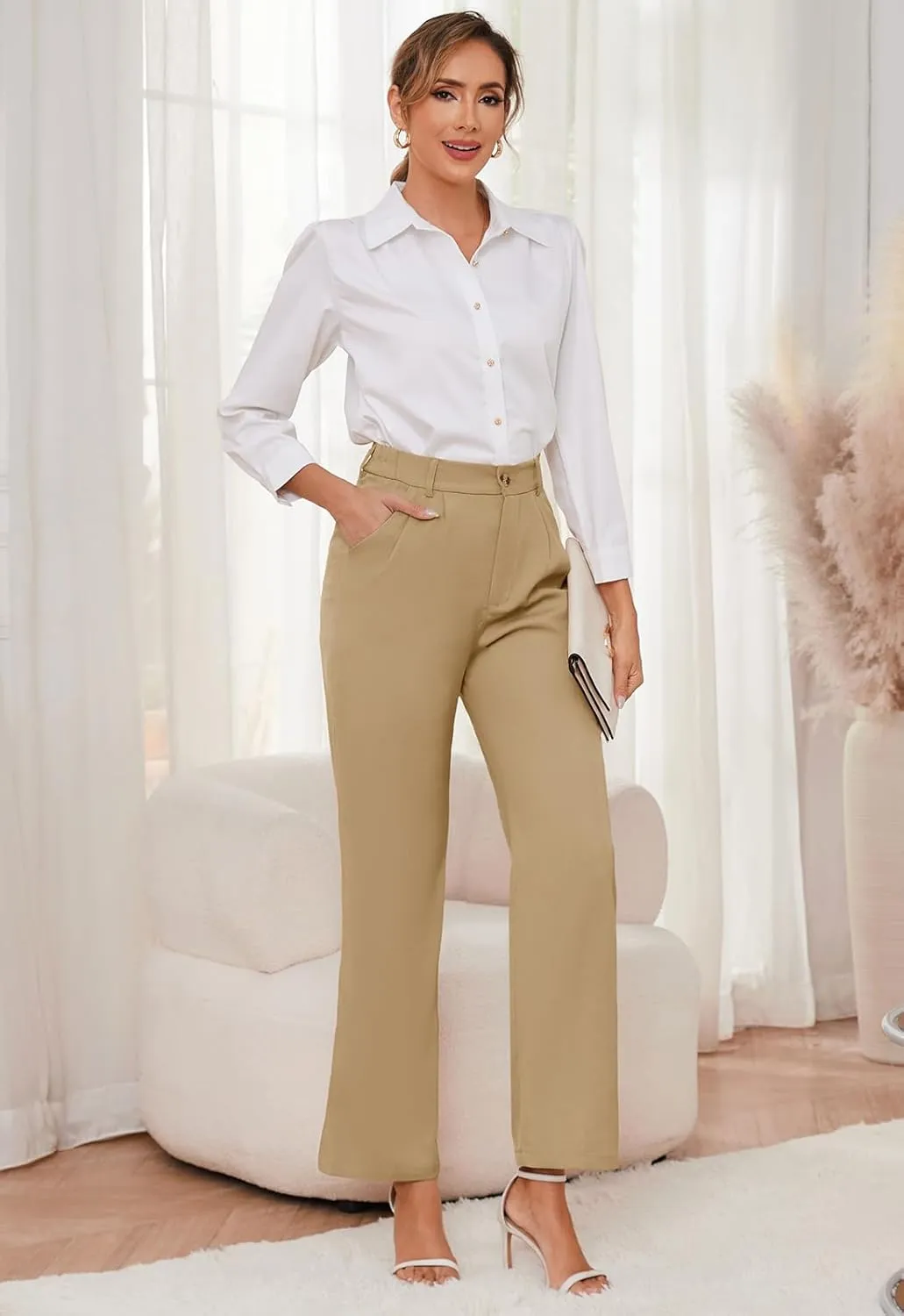 Women's Casual Wide Leg Pants Women Business Casual Pants Dress Pants Work Trousers for Women