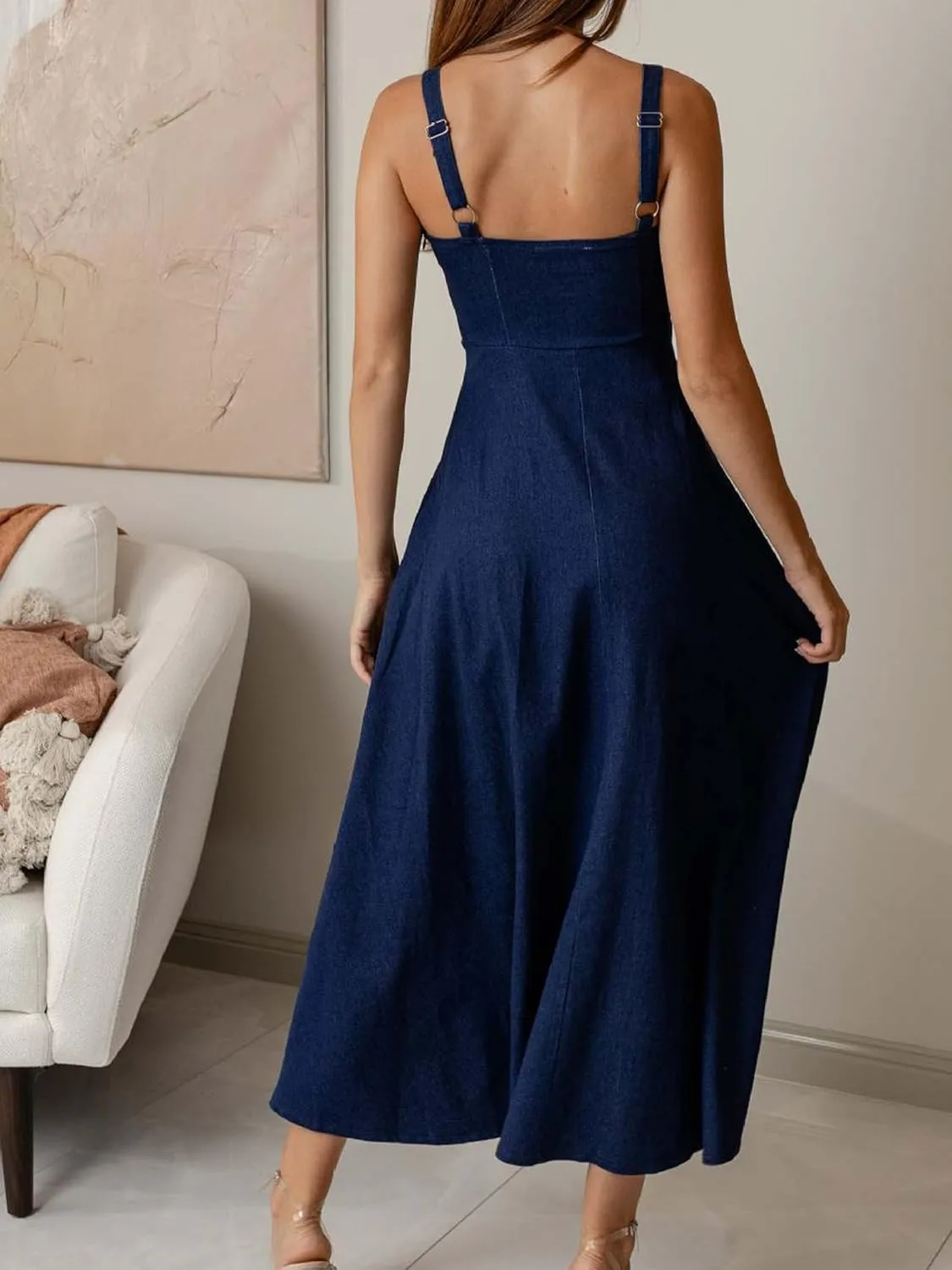 Womens Denim Dress Sexy Sleeveless Midi Blue Jean Dresses Formal Cocktail Party Long Corset Dress