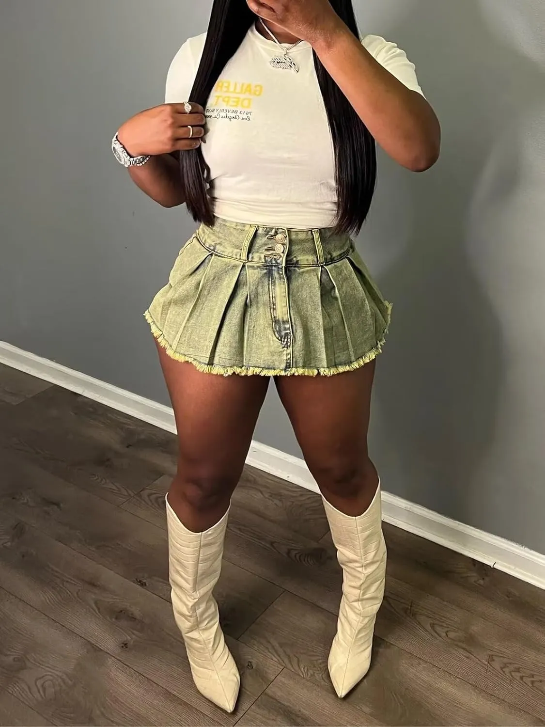 Womens Denim Jeans Skirt Shorts Mini Cargo High Waist Sexy Plus Size Pleated Skorts