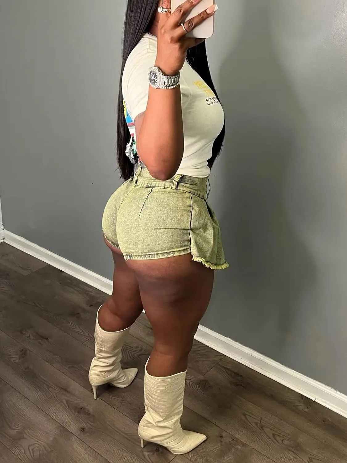 Womens Denim Jeans Skirt Shorts Mini Cargo High Waist Sexy Plus Size Pleated Skorts