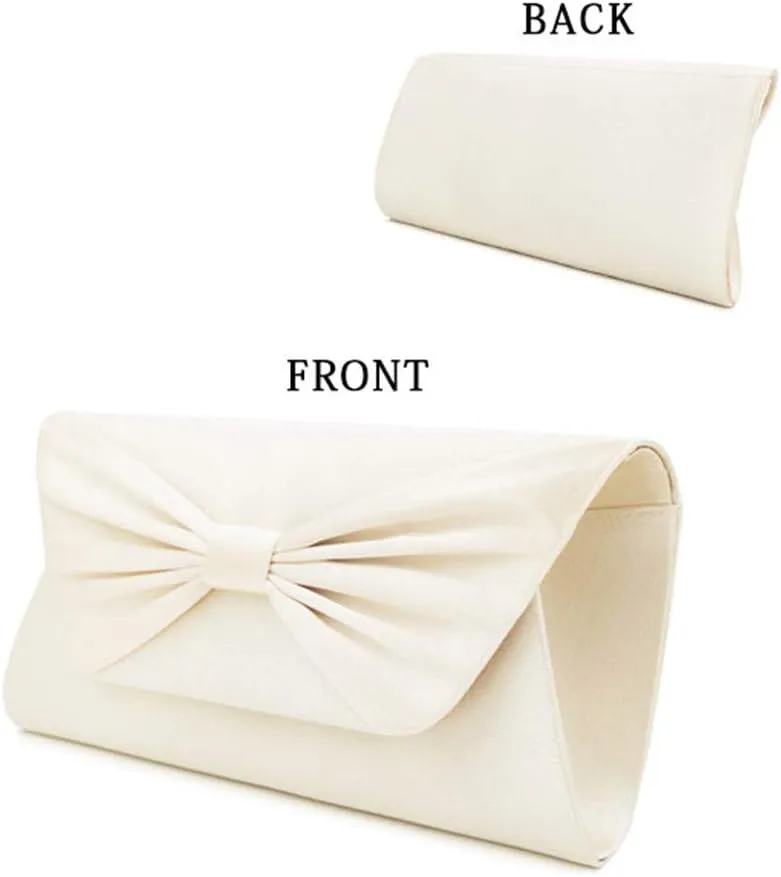 Womens Elegant Pleated Bowknot Handbag Clutch Party Evening Shoulder Bag