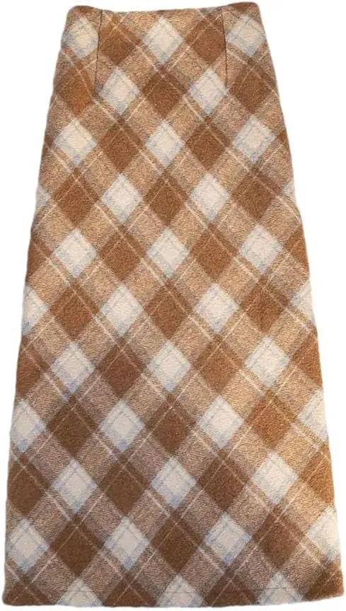 Womens Midi Skirts Women Vintage Plaid High Waist Elegant Skirts