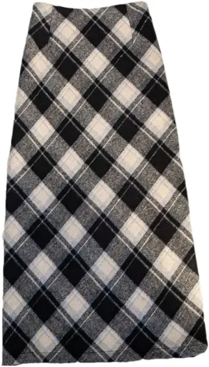 Womens Midi Skirts Women Vintage Plaid High Waist Elegant Skirts