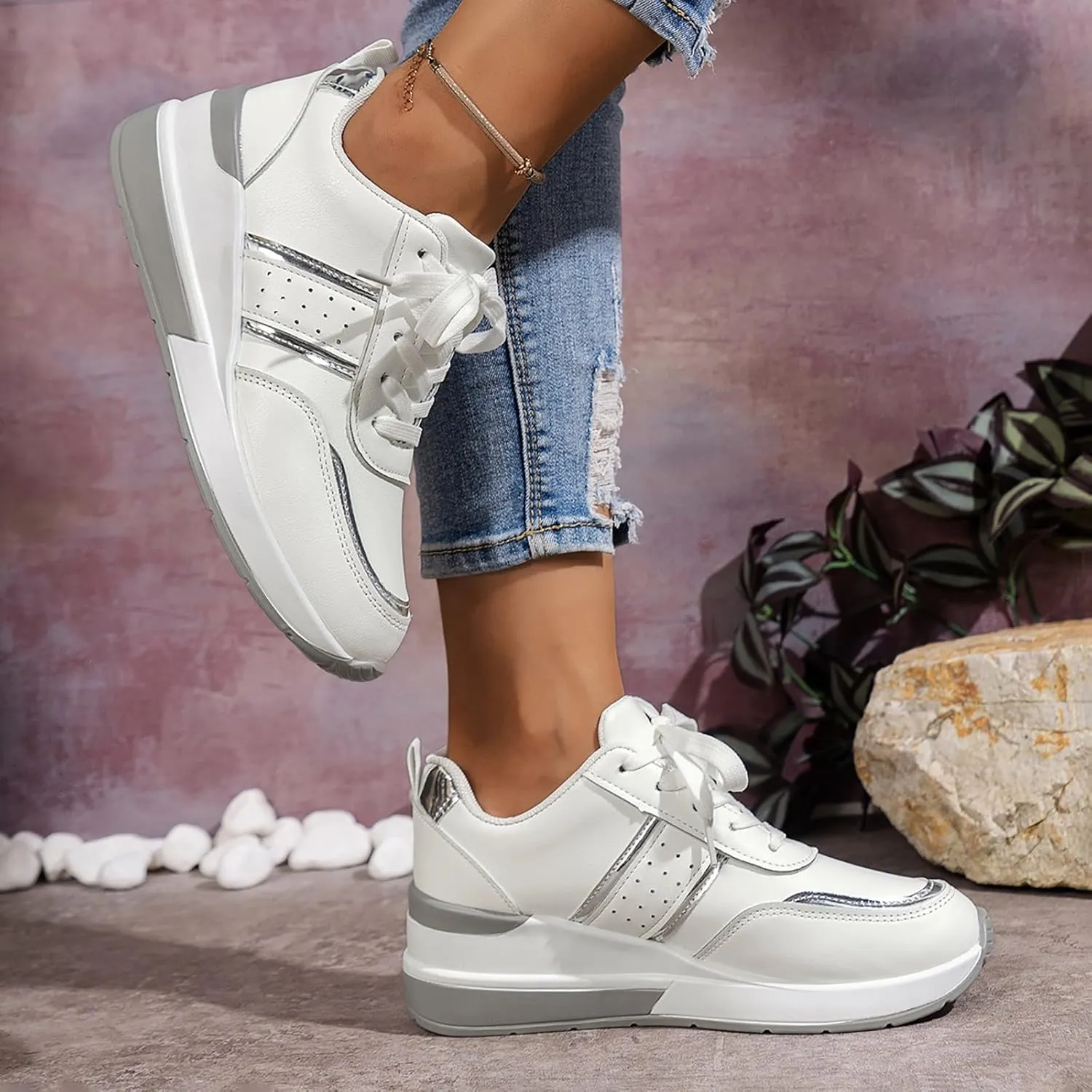 Womens Non Slip Slip On Shoes Casual Walking Sneakers Lightweight Canvas Comfortable Flat Fashion Loafers
