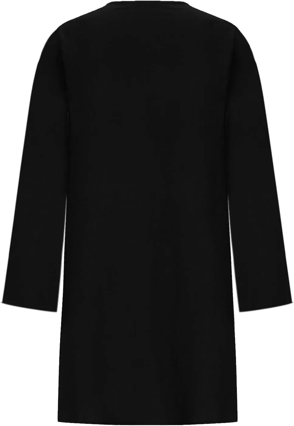 Women's Plain Cotton Linen Dresses Long Sleeve Knee-Length Peasant Dress Boho Plus Size Loose Fit Pleated Midi Dress