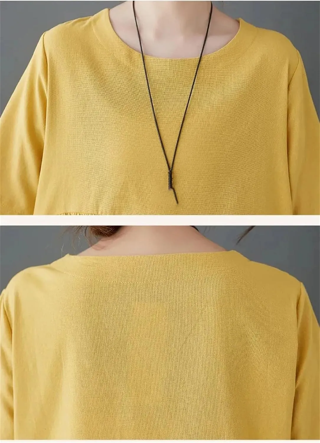 Women's Plus Size Casual Cotton Linen Dress Summer Tunic Casual Midi Dresses with Pockets