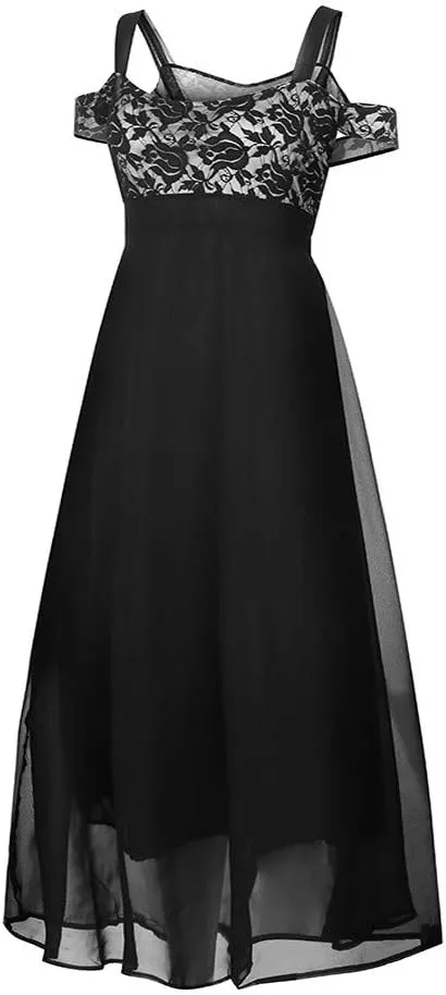 Women's Plus Size Cold Shoulder Maxi Dress Elegant Floral Lace Flowy Casual Daily Party Cocktail Dress Long Dresses