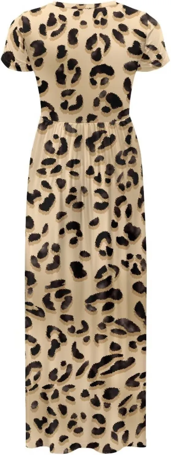 Women's Short Sleeve Loose Casual Long Maxi Dresses for Women 2025 Mushroom Pattern Summer Dress