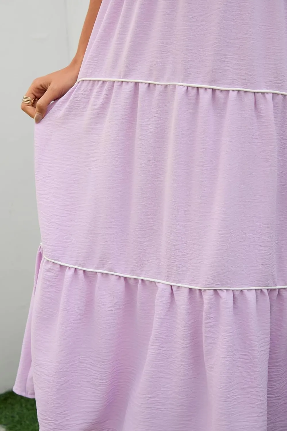 Women's Solid Color Sundress Summer Boho Square Neck Long Dress Spaghetti Strap Back Elastic A line Maxi Dresses