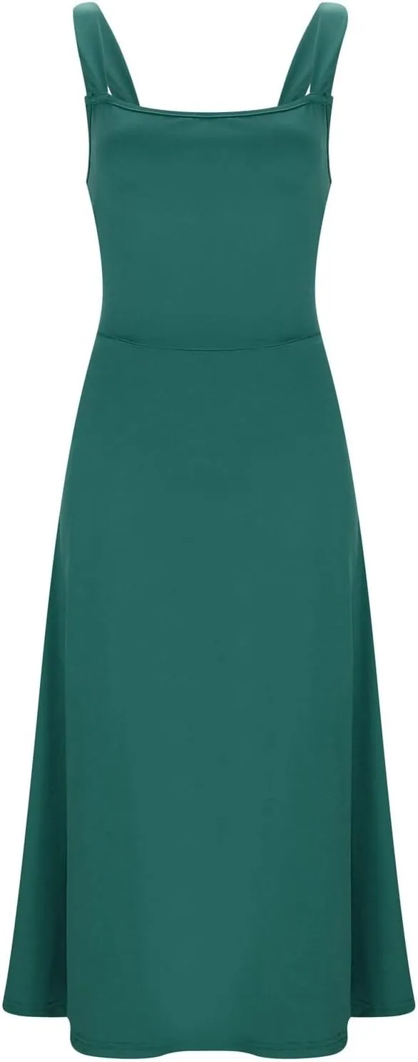 Womens Summer Casual Sleeveless Midi Dresses Scoop Neck Fit & Flare A-Line Flowy Long Sundress Beach Outfits