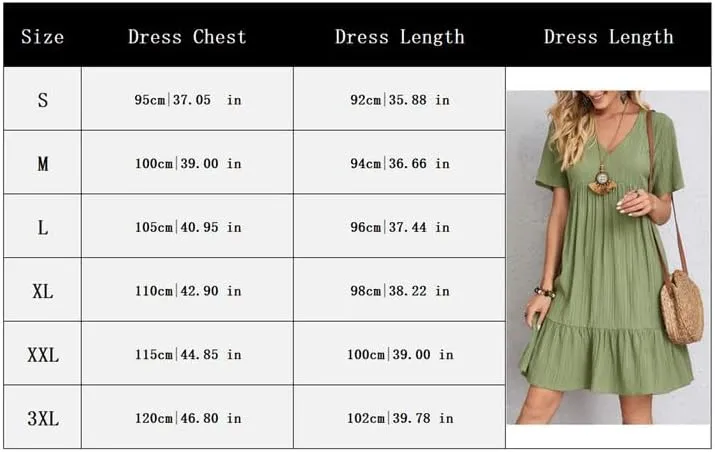 Womens Summer Dresses V-Neck Flutter Sleeve Flowy Short Dress Casual Mini Dress A-Line Ruffle Tiered Swing Dresses