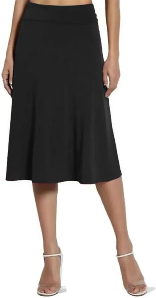 Women's Summer Office Solid Color Midi Skirt Fashionable Elegant Flowing Skirt