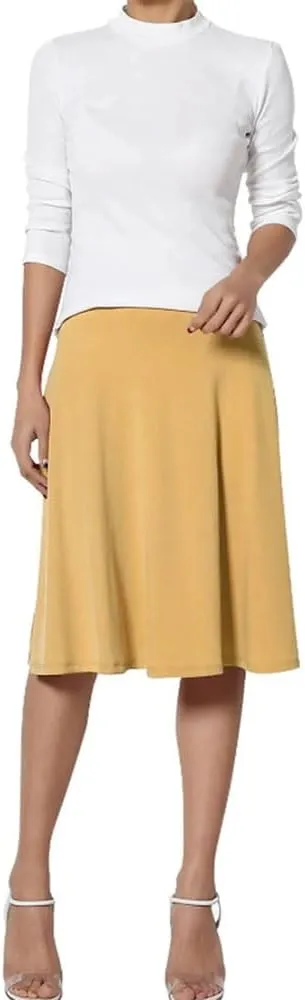 Women's Summer Office Solid Color Midi Skirt Fashionable Elegant Flowing Skirt