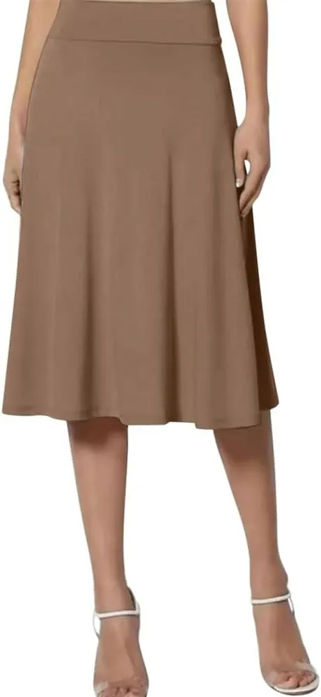 Women's Summer Office Solid Color Midi Skirt Fashionable Elegant Flowing Skirt